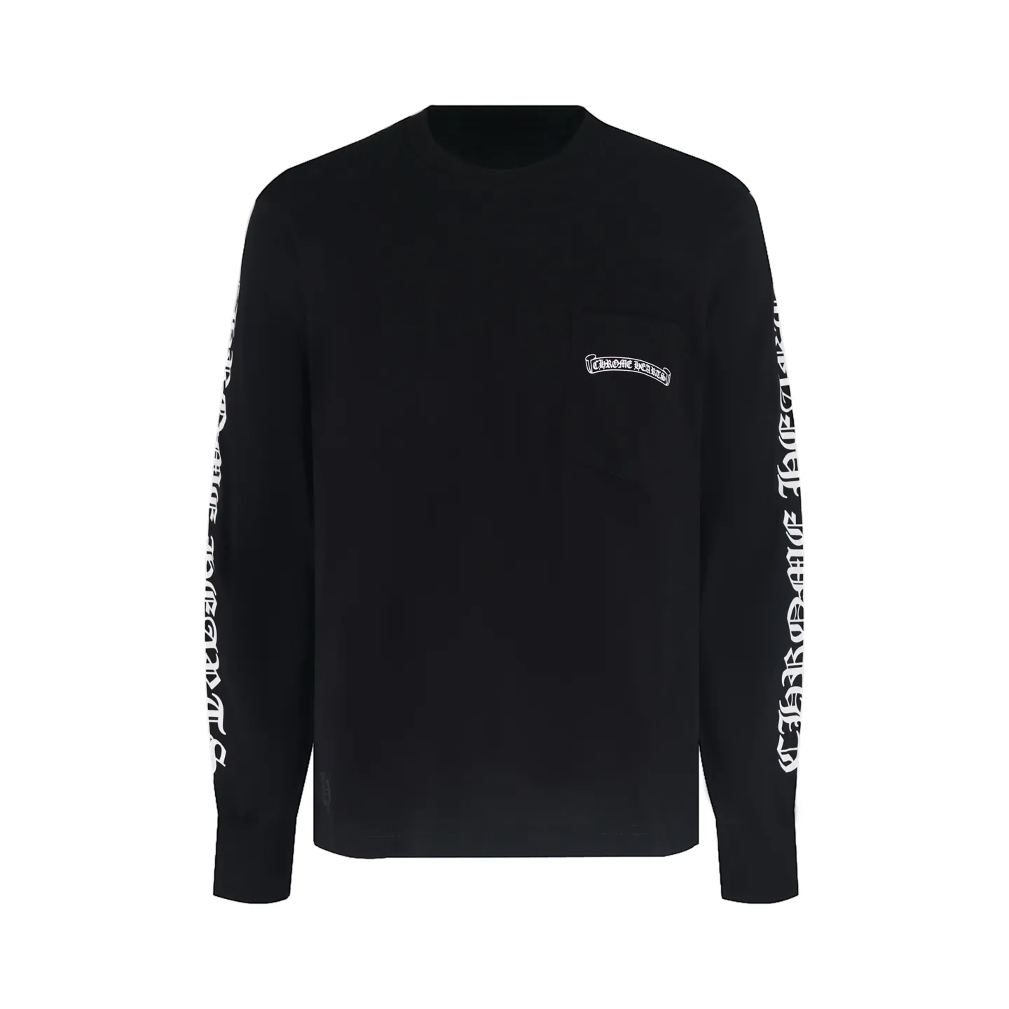 🅿️360 [Exclusive supply] CH Crow Heart Pocket Scroll Long Sleeve T-shirt. The fabric is lightly brushed cotton 180g. The upper body is super skin-friendly and soft. The original main label wash mark, silver thread anti-counterfeiting laser, purchased the original version for development. 1:1 restoration, glue printing is consistent with the original version. They are all black and cyan (green light), not the ordinary black fake version in the market. The collar thread is also dyed in the same vat. Size:S-M-L